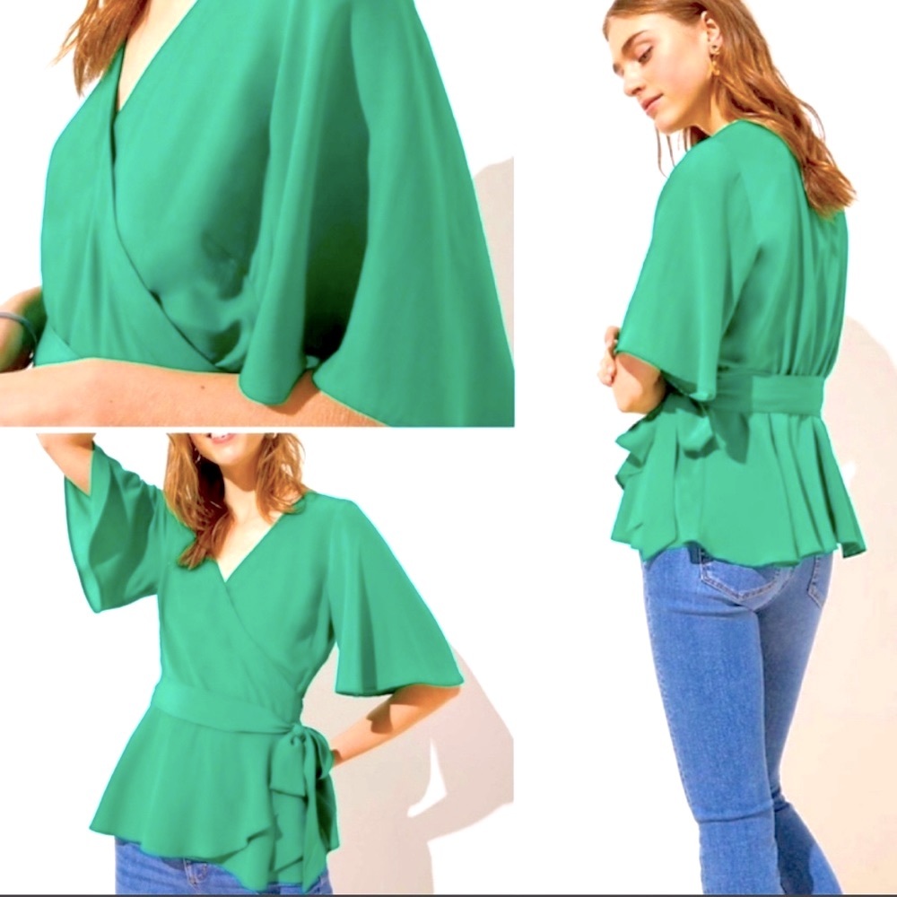 Loft Green Wrap Shirt NWT